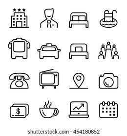 Hotel icon set in thin line style