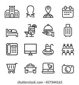 Hotel icon set in thin line style