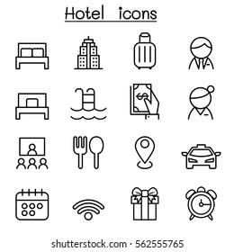 Hotel icon set in thin line style