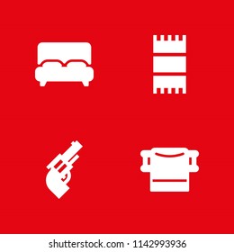 hotel icon set. towel, bed and revolver vector icon for graphic design and web