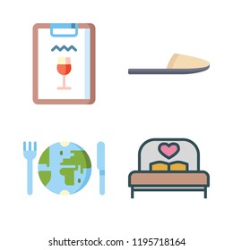 hotel icon set. vector set about restaurant, slipper and bed icons set.