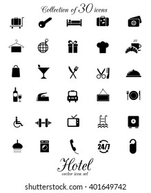 Hotel icon set. Vector art.