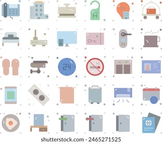 Ilustración de diseño de Vector de conjunto de iconos de hotel