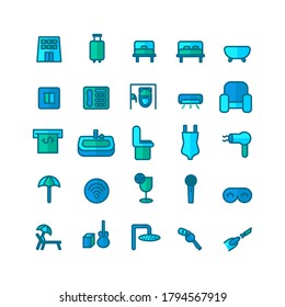 Hotel icon set vector flat line for website, mobile app, presentation, social media. Suitable for user interface and user experience.