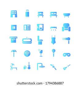 Hotel icon set vector gradient for website, mobile app, presentation, social media. Suitable for user interface and user experience