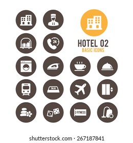 Conjunto de iconos del hotel. Ilustración vectorial.