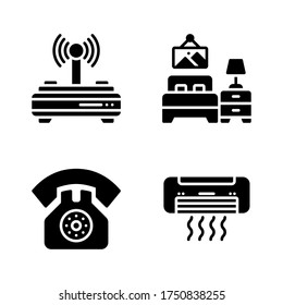 Hotel icon set = wifi router, bedroom, telephone, air conditioner