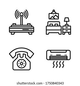 Hotel icon set = wifi router, bedroom, telephone, air conditioner