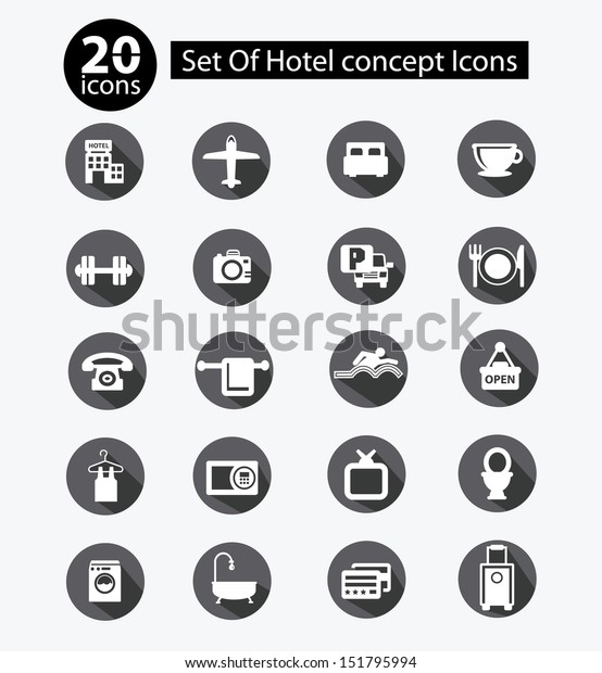 Hotel icon set,Black\
version,vector