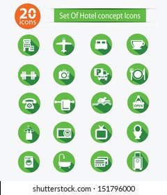 Hotel icon set,Green version,vector