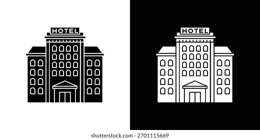 ícone do hotel silhueta vetor em cores pretas. estilo de design de logotipo de símbolo plano
