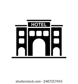 hotel icon, silhouette vector isolated on white background. simple and modern design