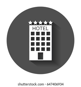 Hotel icon. Simple flat pictogram for business, marketing, internet concept with long shadow.