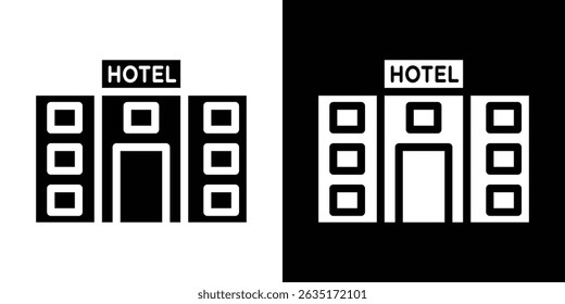 hotel icon in solid flat trendy design style.