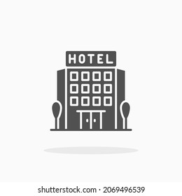 Icono del hotel. Estilo de glifo sólido. Ilustración vectorial. Disfruta de este icono para tu proyecto.