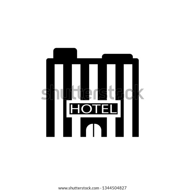 Hotel, icon. Summer vector icon Black Thin flat\
Symbol of Tourism for Web and App development Isolated on White\
Background. Vector