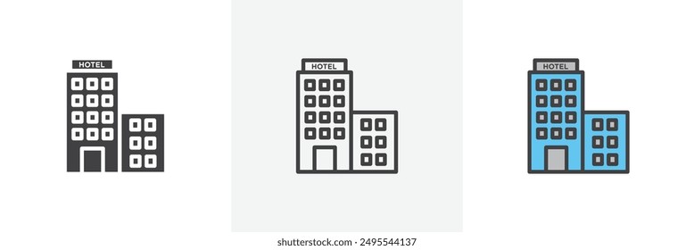 Hotel icon symbol collection on white background.