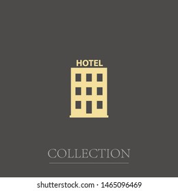 A hotel icon. A symbol of a hostel and a hotel. A travel rest place.