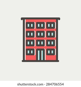 Hotel Icon dünne Linie für Web und mobile, moderne minimalistische flache Design. Vektorsymbol mit dunkelgrauem Umriss und Offset-Farbe auf hellgrauem Hintergrund.
