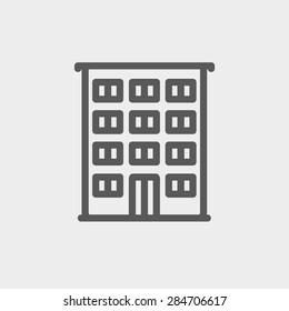 Línea delgada del icono del hotel para la web y el móvil, moderno diseño minimalista plano. Icono vector de gris oscuro sobre fondo gris claro.
