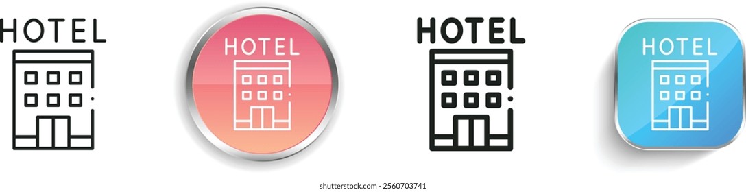 hotel icon. Thin Linear, Regular and Button Style Design Isolated On White Background