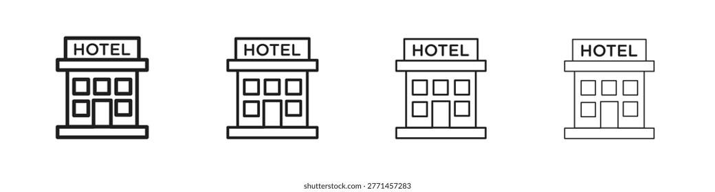 hotel icon. thin stroke EPS 10. Vector illustrations pack.
