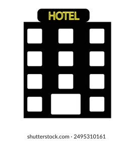 HOTEL ICON VECTOR. Black and White Room.