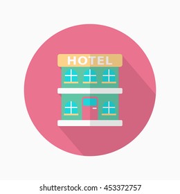 Hotel icon, Vector flat long shadow design.