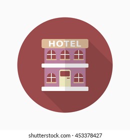 Hotel icon, Vector flat long shadow design. 