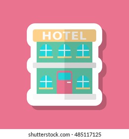 Hotel icon, Vector flat long shadow design. Transport concept.