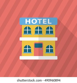 Hotel icon, Vector flat long shadow design. Transport concept.