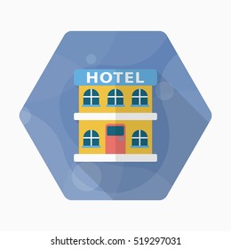 Hotel icon, Vector flat long shadow design. Transport concept.