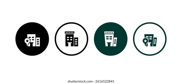 hotel icon vector illustration. building icon in flat style concept - stock vector.