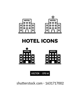 hotel icon vector, illustration logo template for many purpose. Isolated on white background.