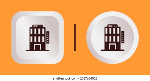 Hotel Icon Vector Illustration Template Logo Design Like 3D Square and Round For Your Business it may be a Hotel, Motel, etc with Editable Strokes.