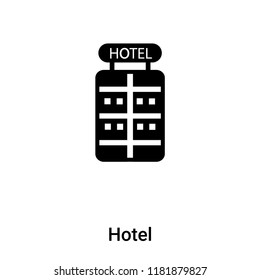 Hotel icon vector isolated on white background, logo concept of Hotel sign on transparent background, filled black symbol