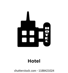 Hotel icon vector isolated on white background, logo concept of Hotel sign on transparent background, filled black symbol