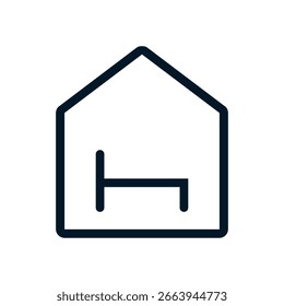 Icono del hotel, muestra del logotipo del Vector, ilustración, forma, diseño, icono de la interfaz de usuario de UX, eps editable
