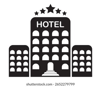 Hotel icon, vector. Modern five star hotel vector illustration collection sign symbol graphic design. Simple concept hotel sign icons isolated on white background. Vector image. EPS 10