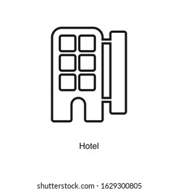 Hotel icon vector on white background. Black icon illustration