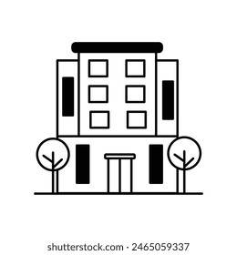 Hotel-Ikone mit weißem Hintergrund Vektorgrafik Stock Illustration