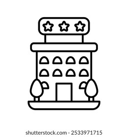 Icono de hotel con fondo blanco Vector Ilustración de stock