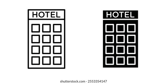 hotel icons in black filled and outlined style