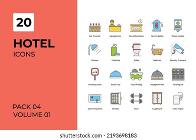 Hotel icons collection. Set contains such Icons as bar, bed, breakfast, more 