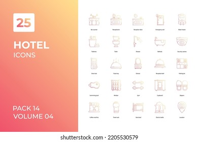 Hotel icons collection. Set vector line with elements for mobile concepts and web apps. Collection modern icons.