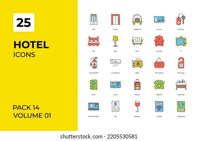 Hotel icons collection. Set vector line with elements for mobile concepts and web apps. Collection modern icons.