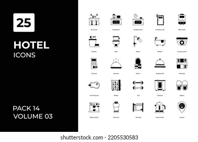 Colección de iconos del hotel. Establecer la línea vectorial con elementos para conceptos móviles y aplicaciones web. Colección de iconos modernos.