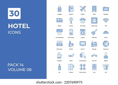 Hotel icons collection. Set vector line with elements for mobile concepts and web apps. Collection modern icons.