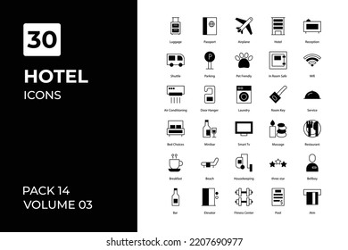 Hotel icons collection. Set vector line with elements for mobile concepts and web apps. Collection modern icons.
