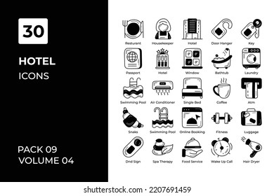 Hotel icons collection. Set vector line with elements for mobile concepts and web apps. Collection modern icons.